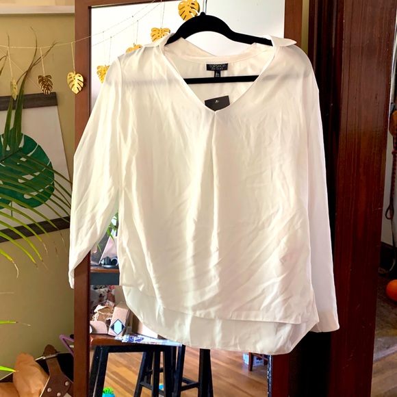 Topshop Tops - Topshop white long sleeve blouse